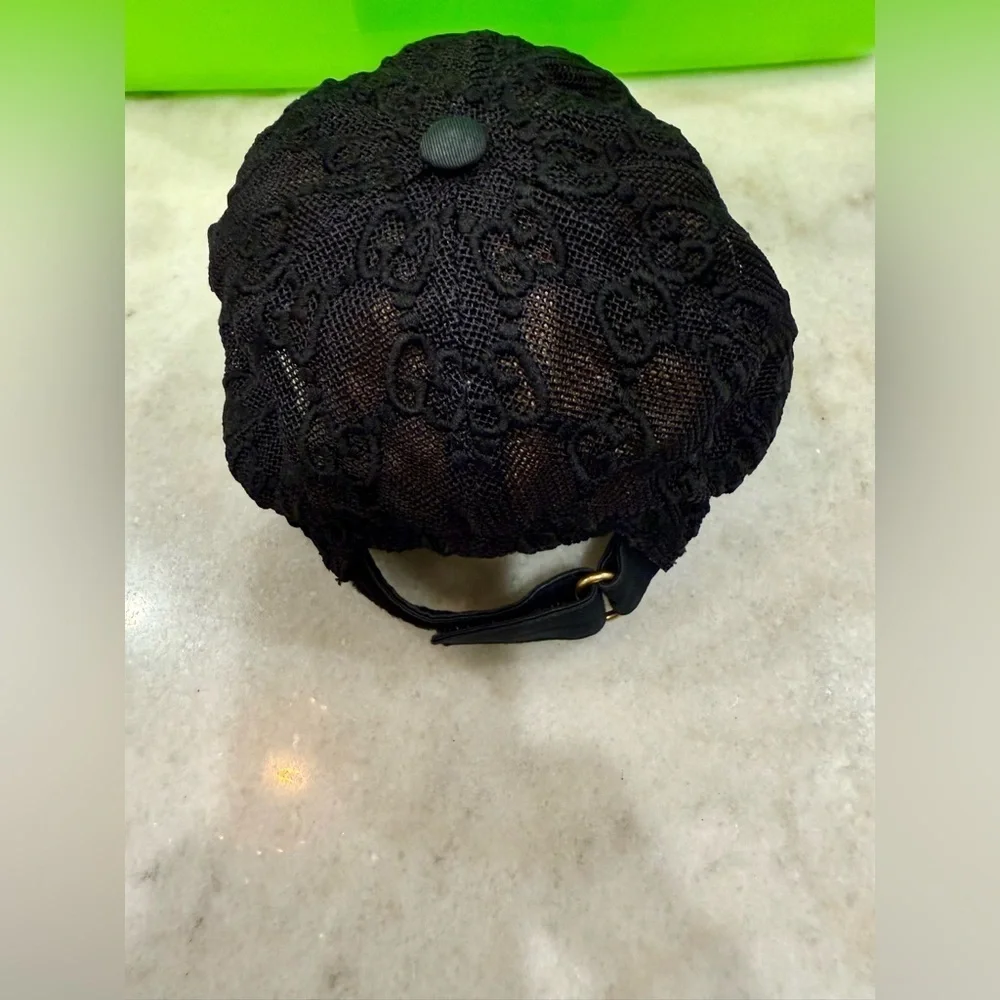 Gucci Black Lace Mesh Baseball Hat Size XL